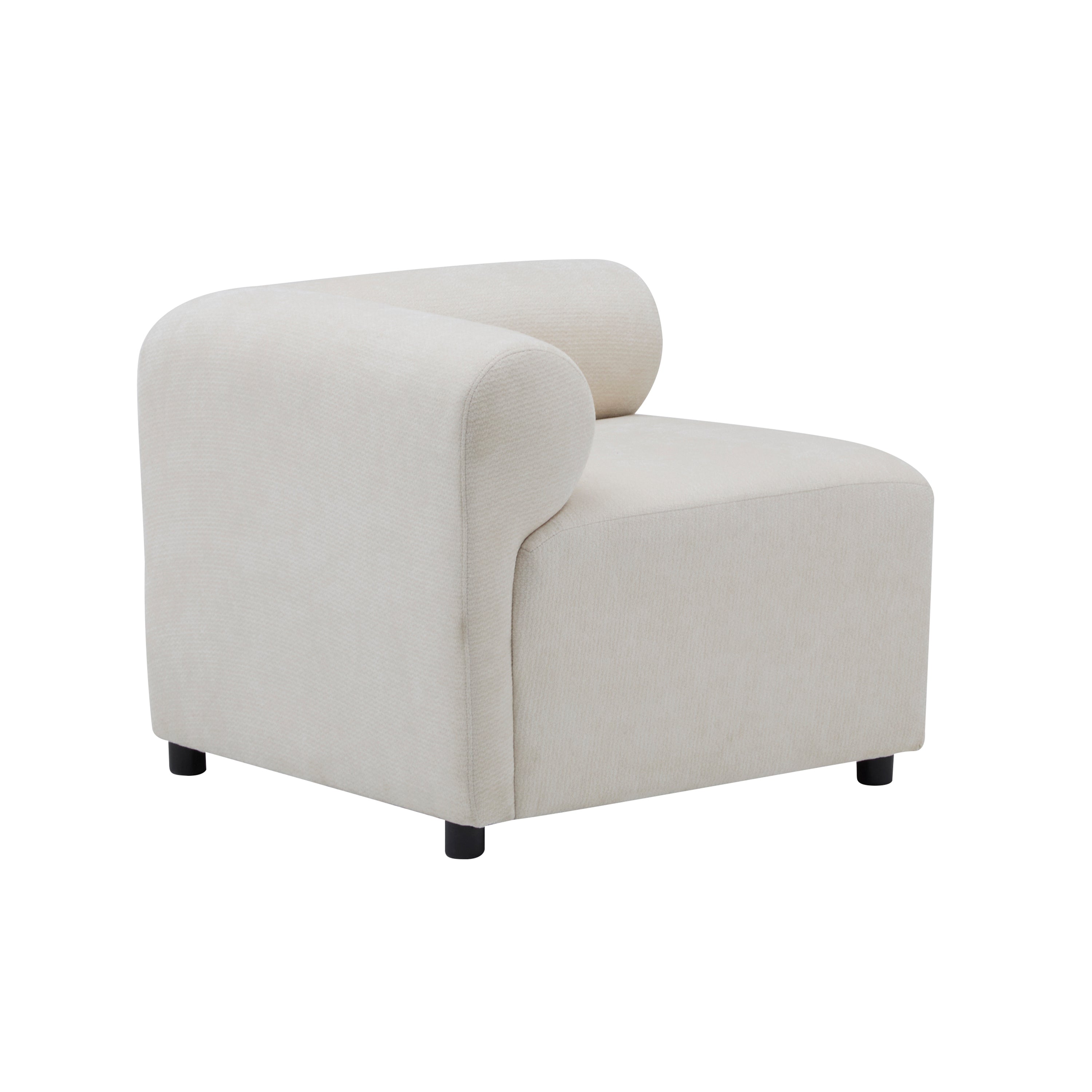 Rear angled view of a corner piece from the Evelyn U-Shaped Modular Sectional Sofa, emphasizing its soft curves and modular design.