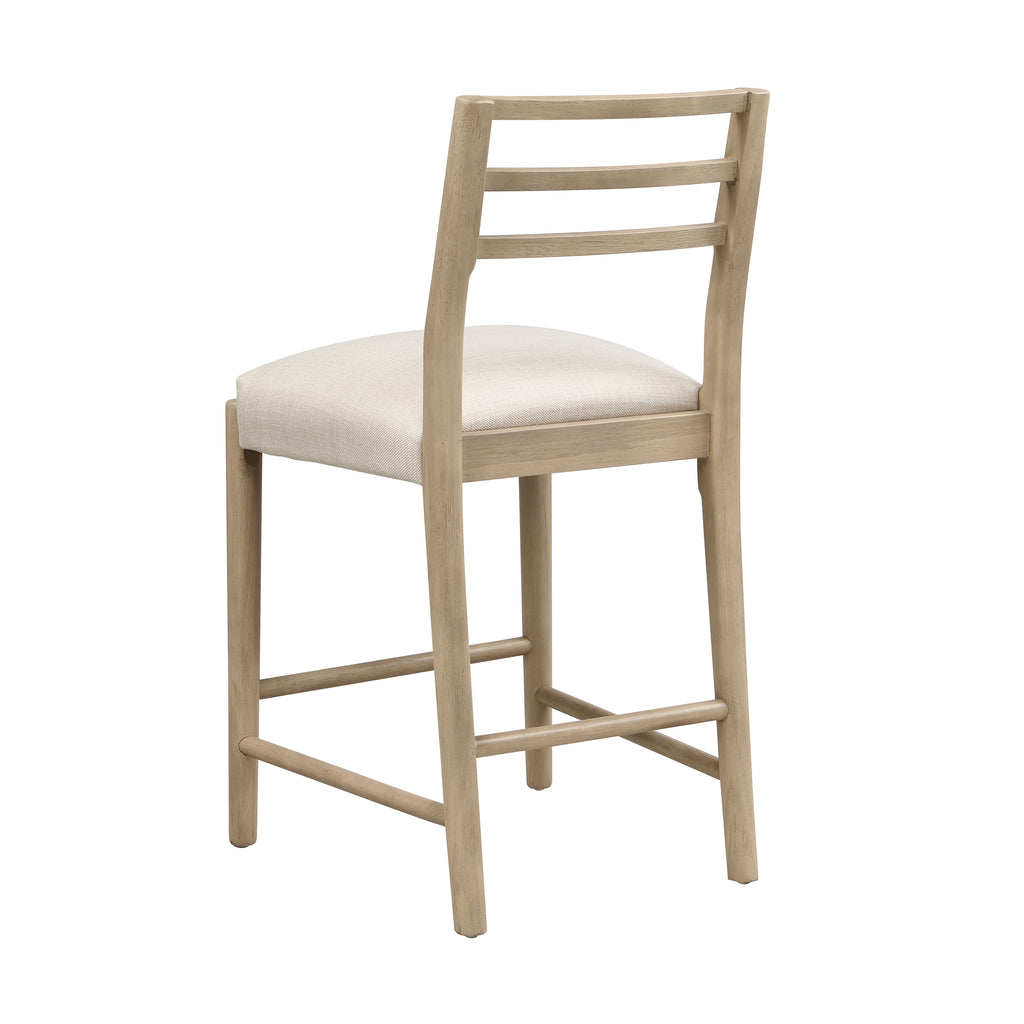 Back angle of counter stool showing curved ladder back and durable footrest. Designed for comfort and long-lasting use.