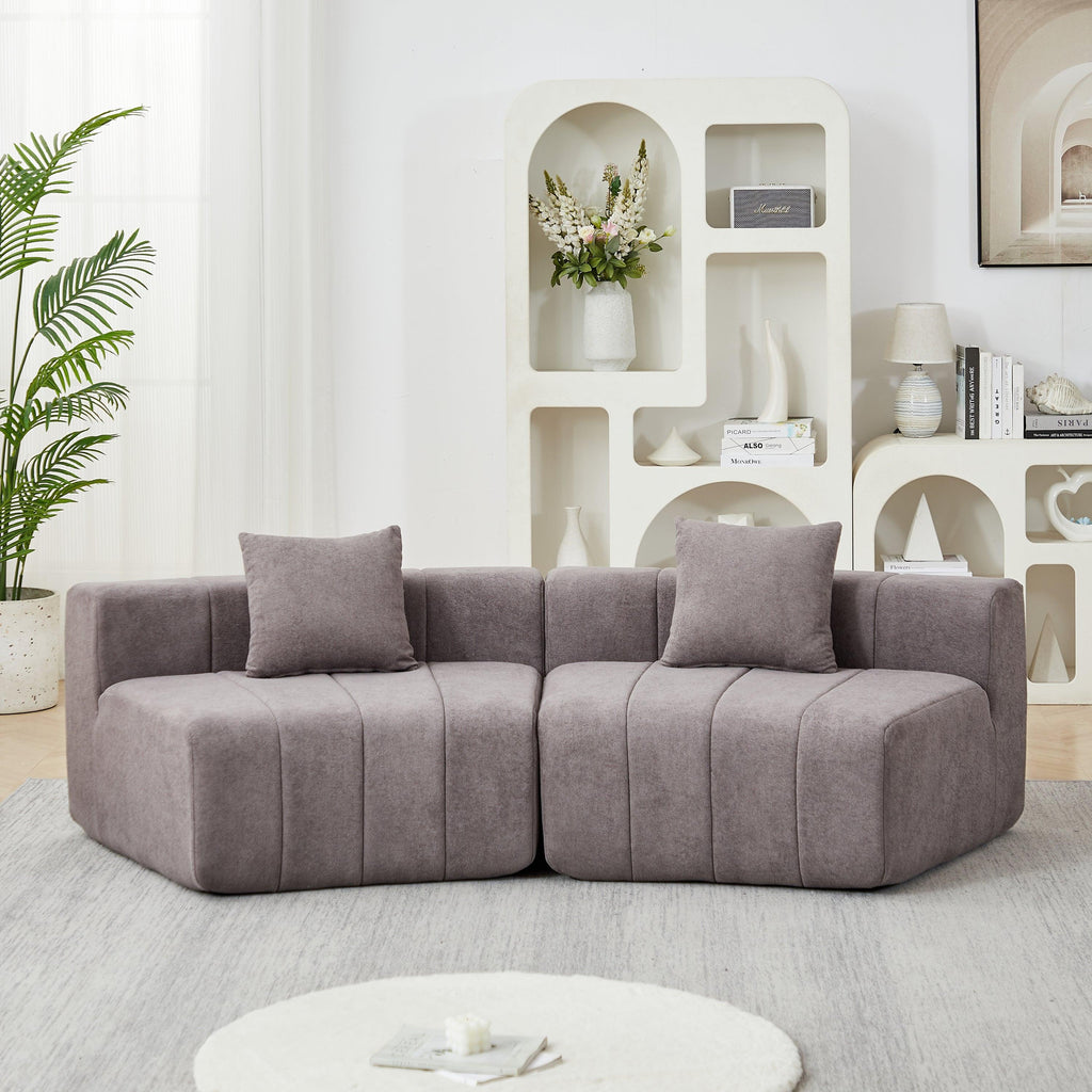 Curved Sectional Sofa with 2 Pillows for Any Space.