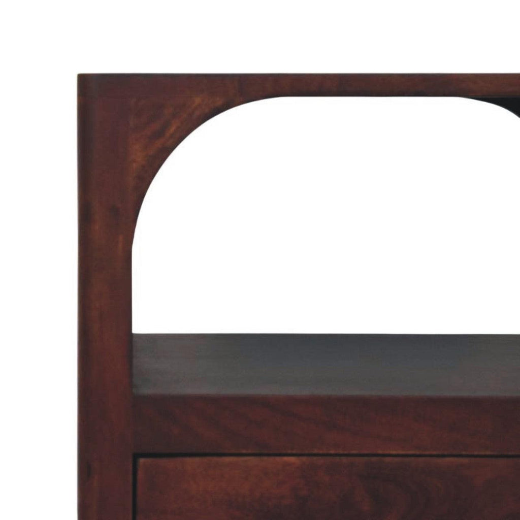 Solid Wood Arched Edge 1 Drawer Bedside Table.