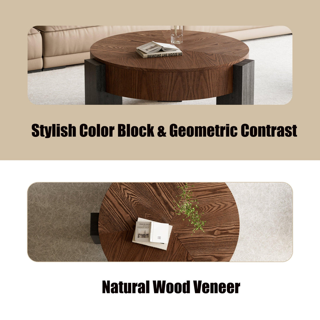 Round Coffee Table with Hidden Storage for Small Spaces.