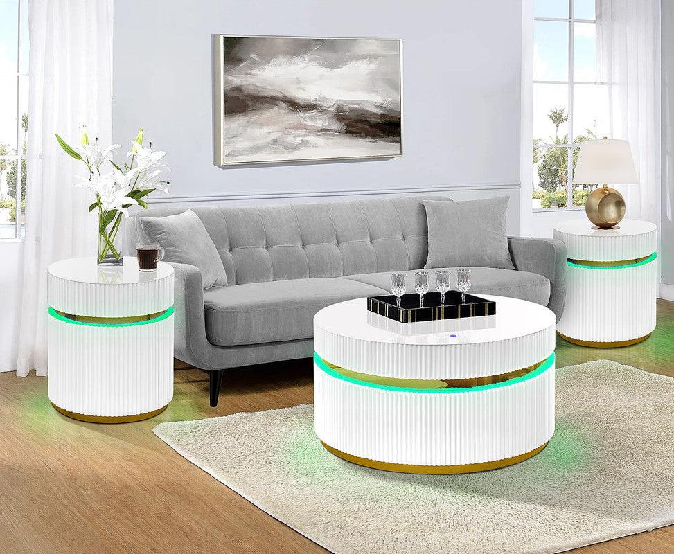 Tivoli 3-Piece LED Coffee Table Set with Glass Top.