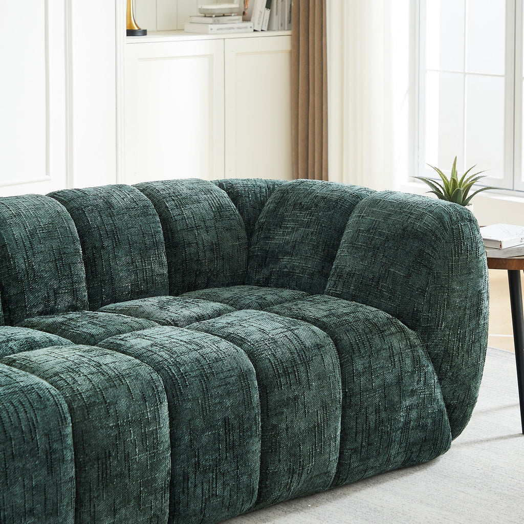 Chenille Foam Sofa - Modern Quilted Design for Comfort.