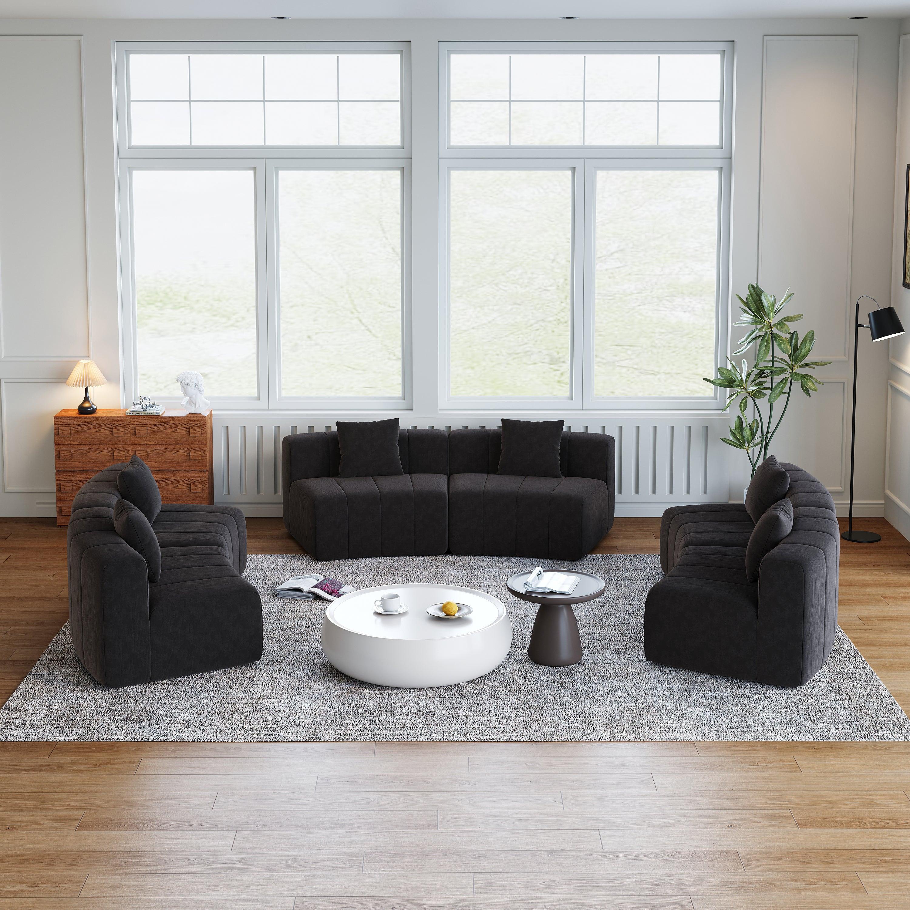 Curved Sectional Sofa with 6 Pillows for Any Room.