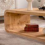 Light Wood Coffee Table with Open Storage for Living Rooms.