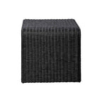 Side view of black Woven Rattan Square End Table showing its solid woven construction and square shape for accent furniture use.