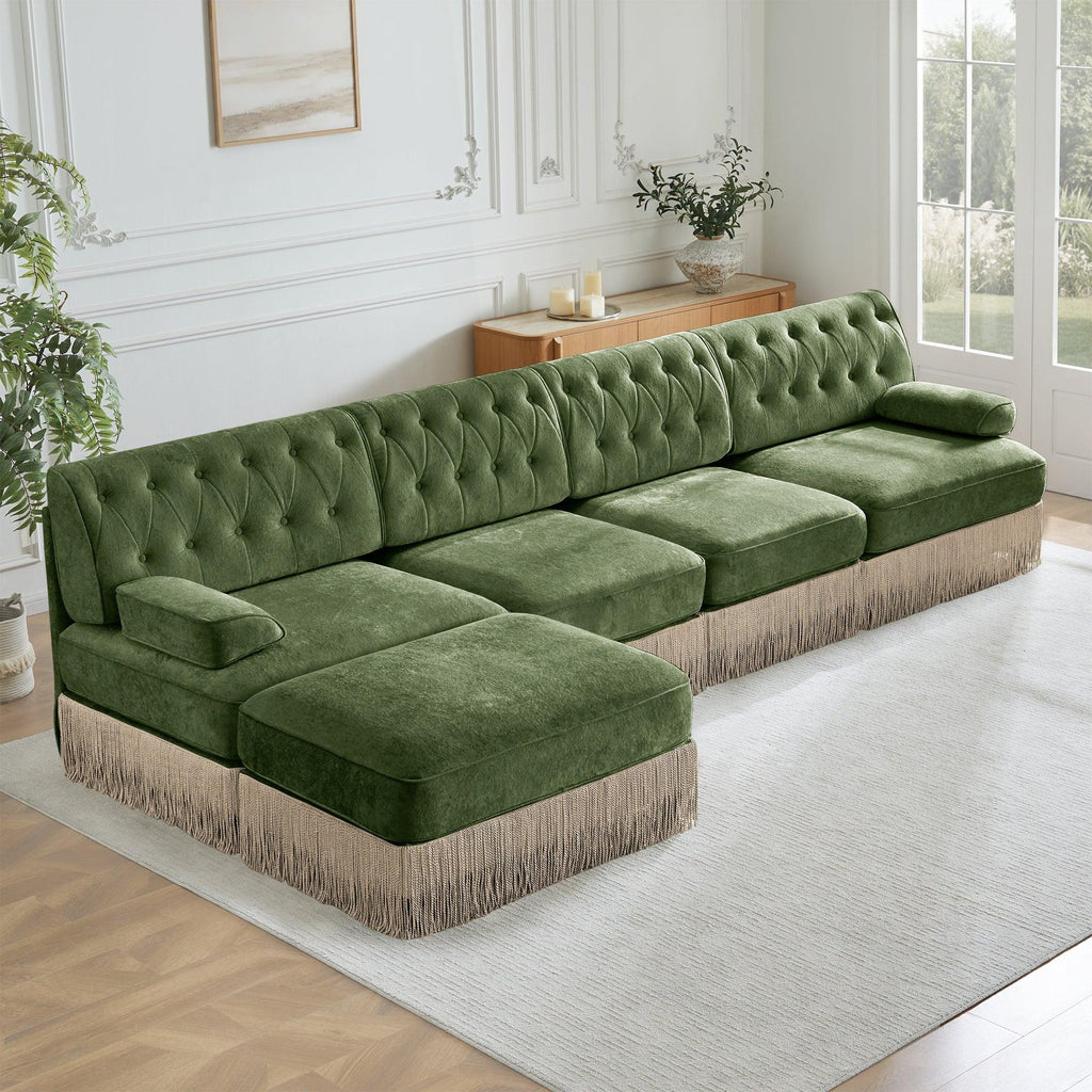 Pet-Friendly Velvet Sectional Sofa for Living Rooms.