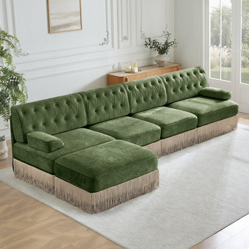 Pet-Friendly Velvet Sectional Sofa for Living Rooms.