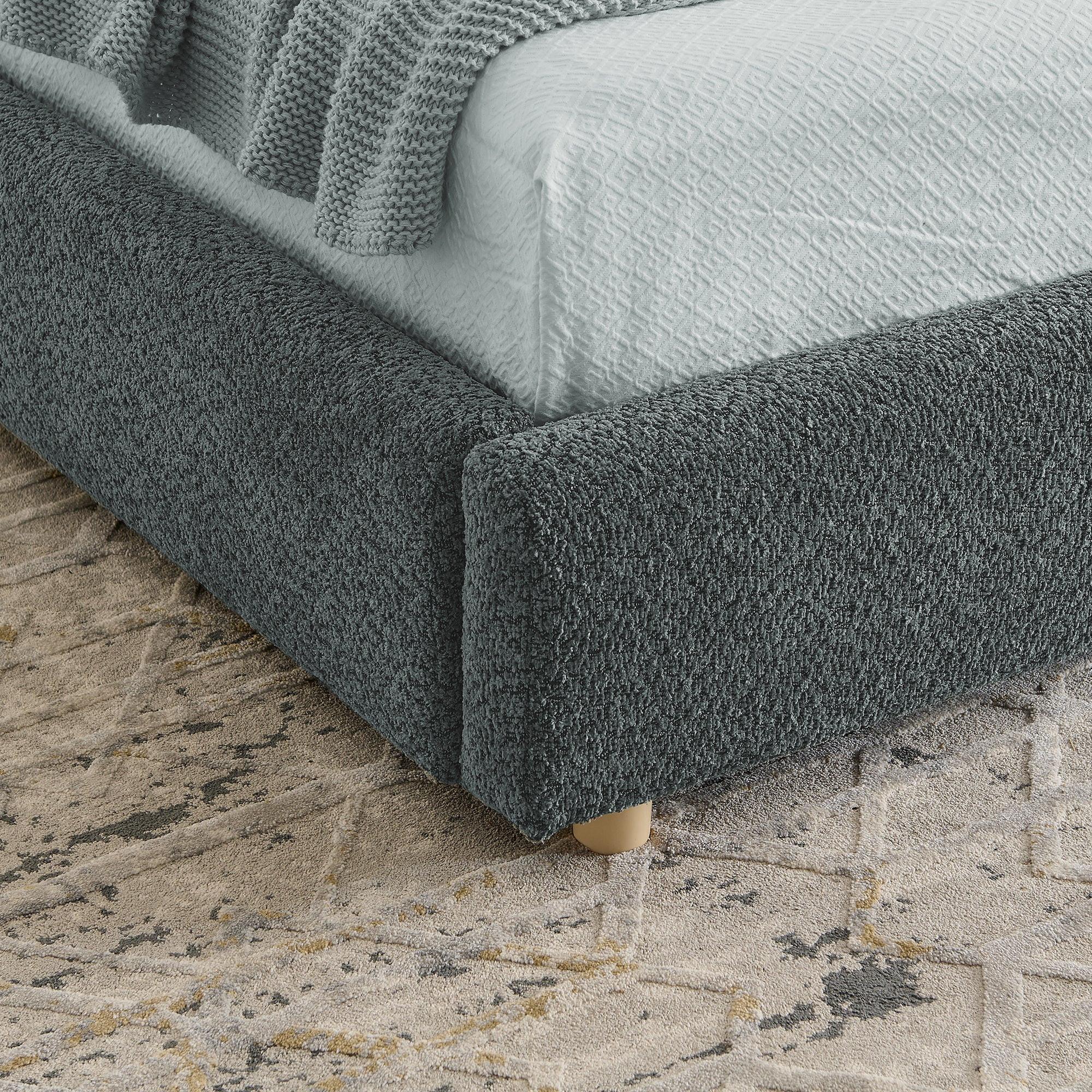 King Size Upholstered Bed Frame with Storage and Headboard.