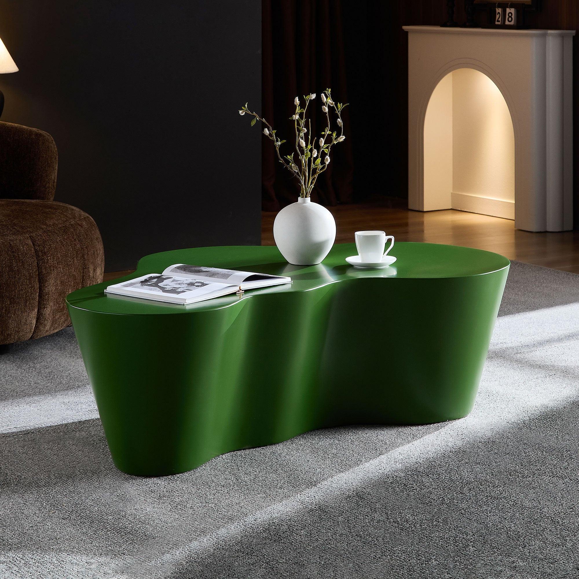 50 Inch Green Fiberglass Coffee Table for Living Room.
