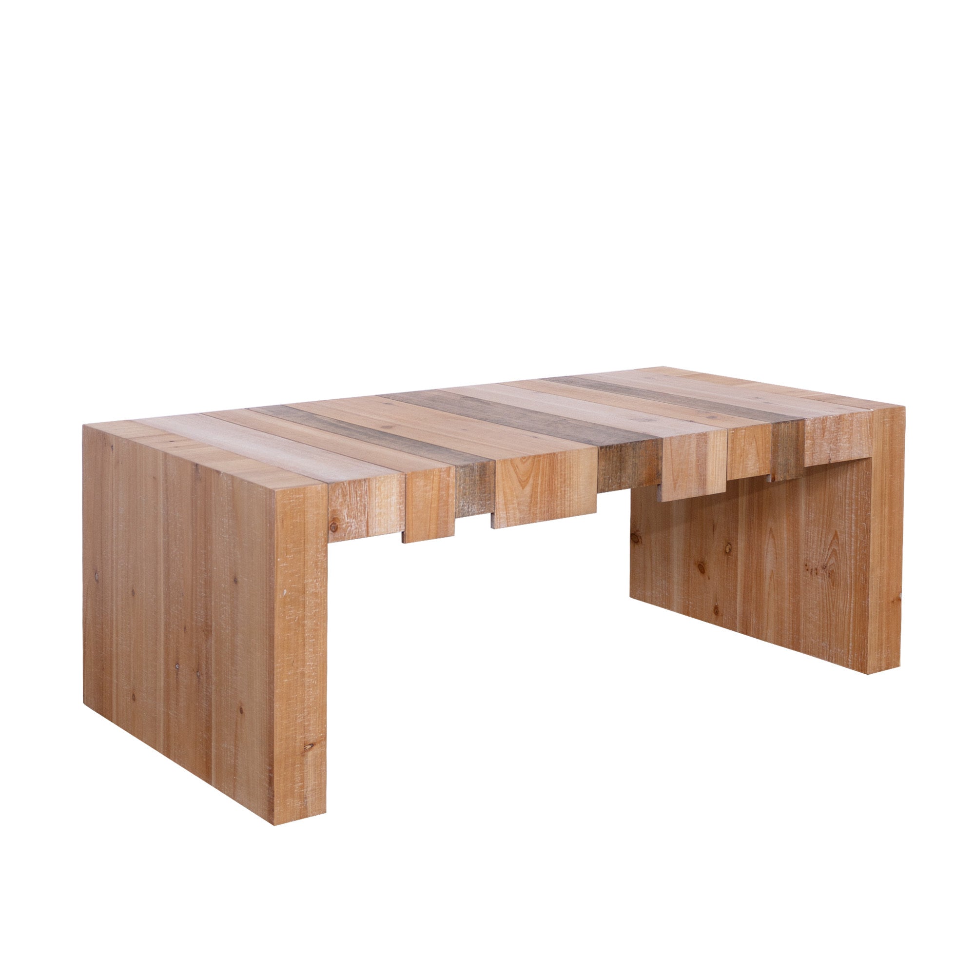 Rustic Coffee Table - Modern Center Table with a minimalist slatted design and durable engineered wood construction.