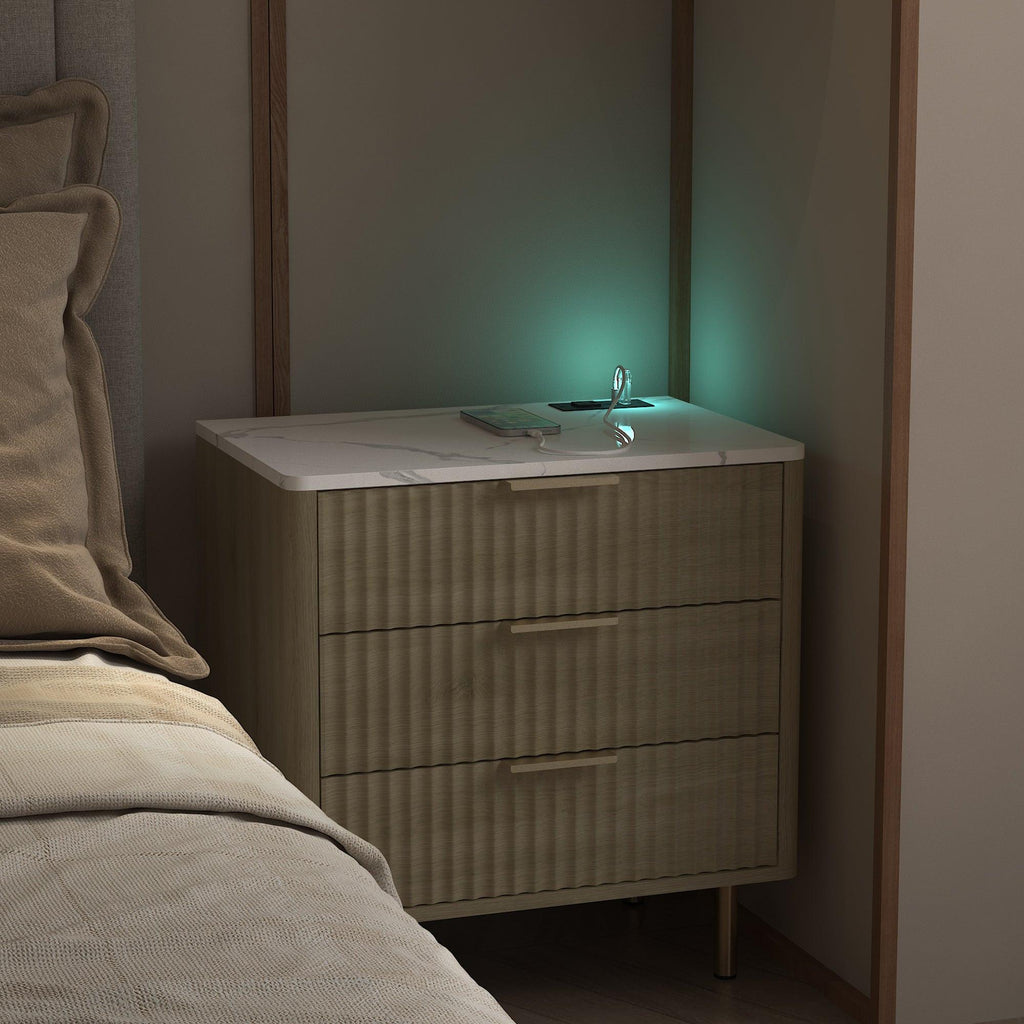 Smart Nightstand with Charging Station and Night Light.