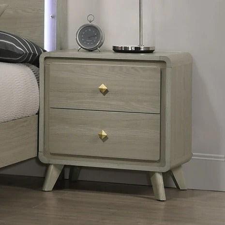 Gray Contemporary Nightstand with 2 Drawers.