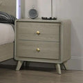 Gray Contemporary Nightstand with 2 Drawers.