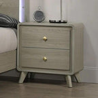 Gray Contemporary Nightstand with 2 Drawers.