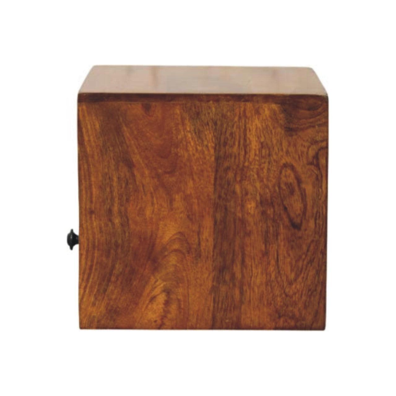 Solis 1-Drawer Chestnut Wall-Mounted Nightstand, 1 Open Slot, Brown.