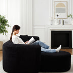 Modular Sectional Sofa with Curved Back & Chenille Fabric.