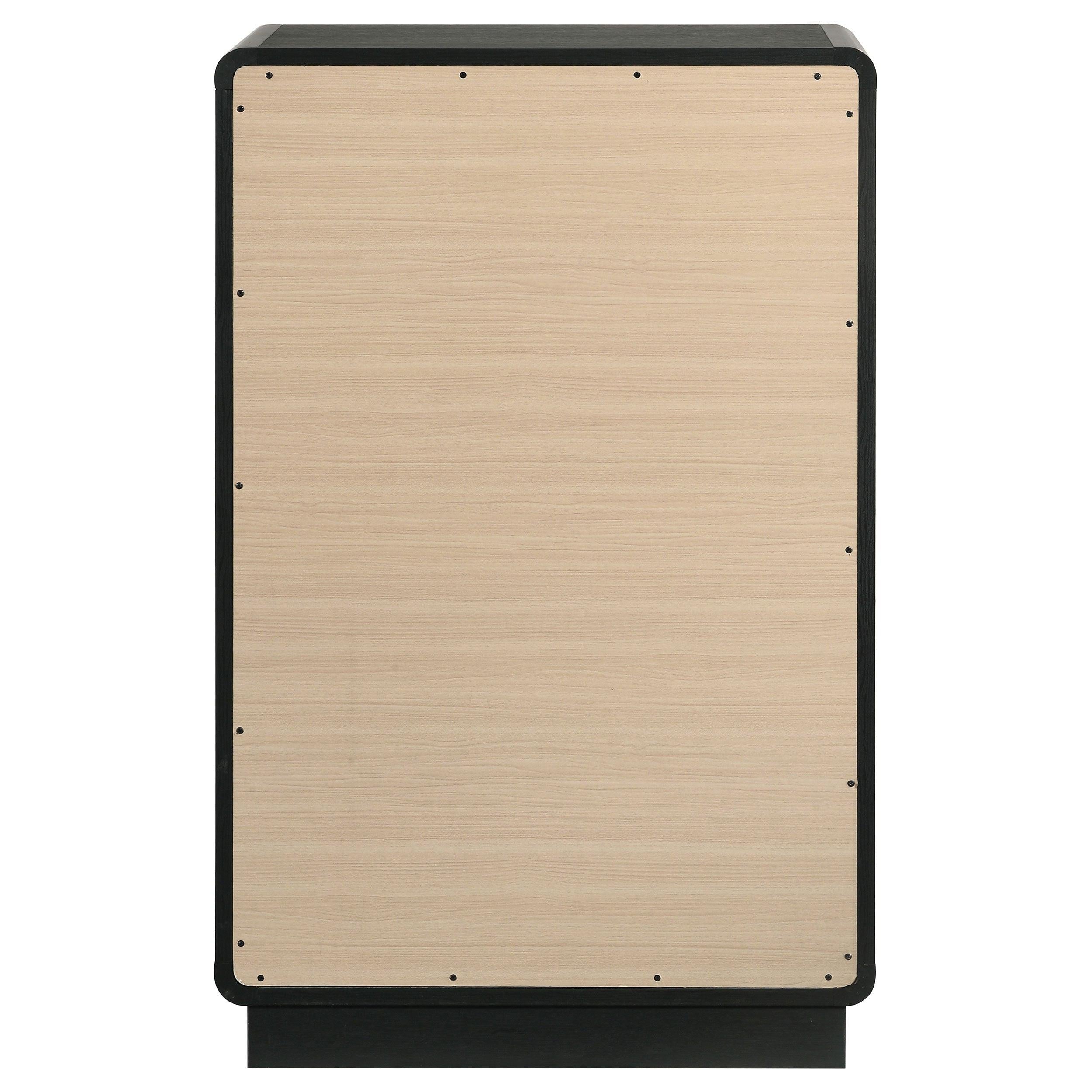 Burton Black 5-Drawer Chest of Drawers for Bedroom Storage.