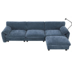 Top view of modular sectional sofa with chaise and USB charger, offering a clear look at layout and seating space.