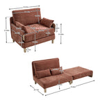 Detailed dimensions of the Convertible Sofa Bed Recliner - 3-in-1, showcasing chair and sleeper configurations for space planning.