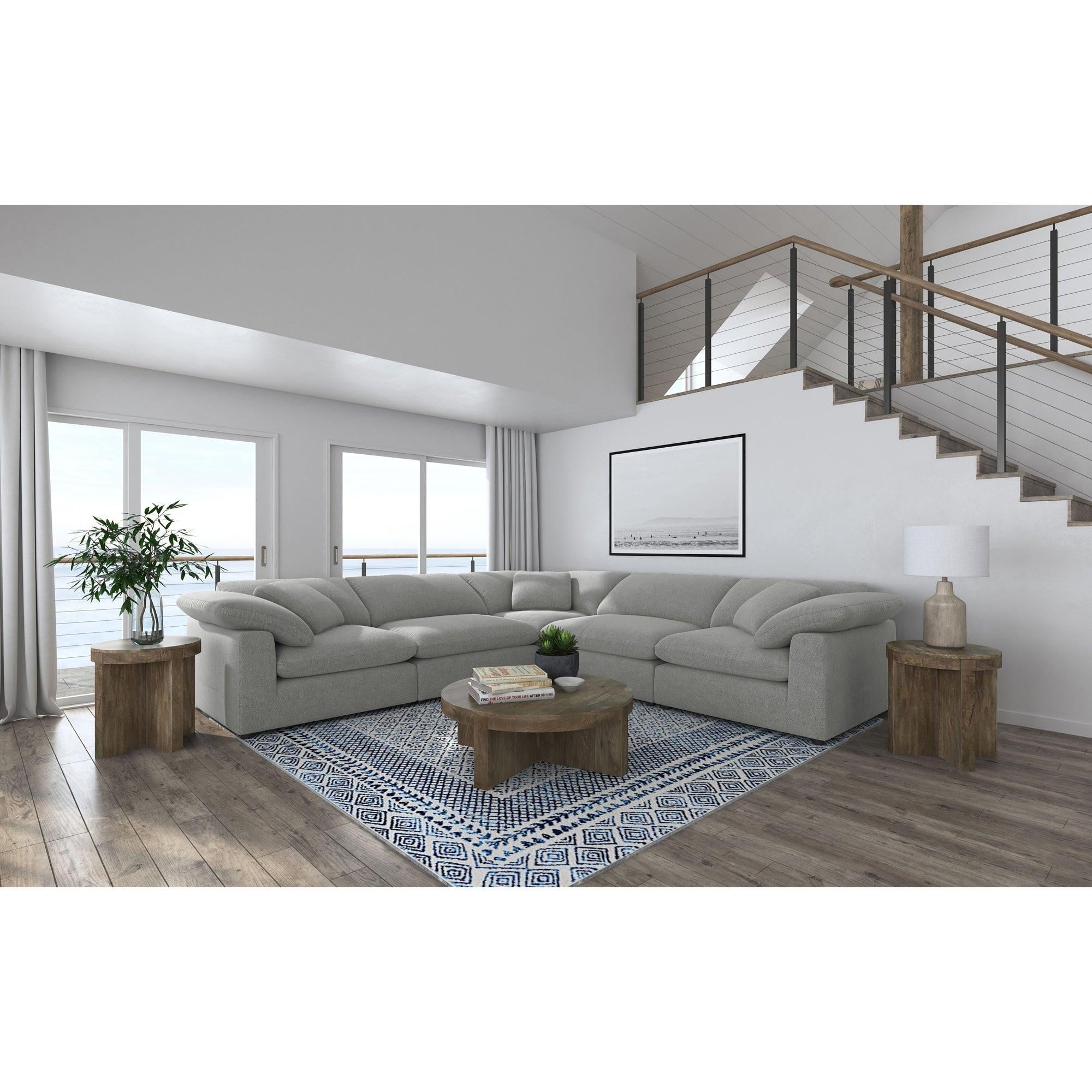 Segoura Grey Upholstered Sectional Sofa - 5-Piece Design.
