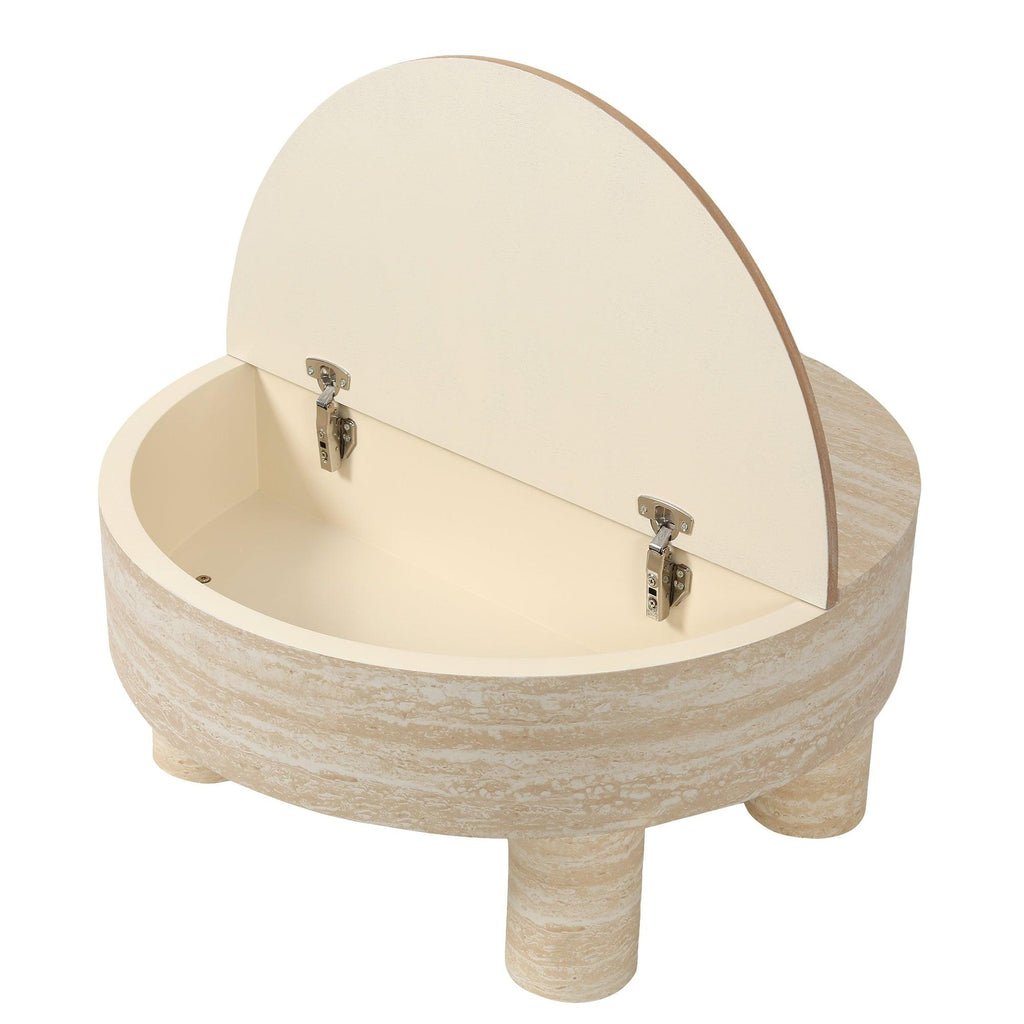 Round Coffee Table with Hidden Storage and Flip Top.