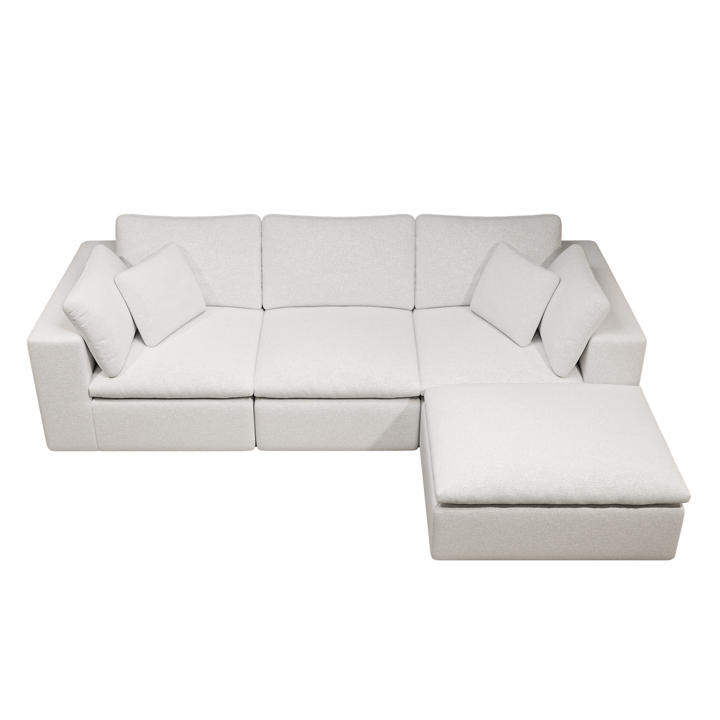 Modular Sectional Sofa - White Plush Corduroy.