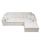 Modular Sectional Sofa - White Plush Corduroy.