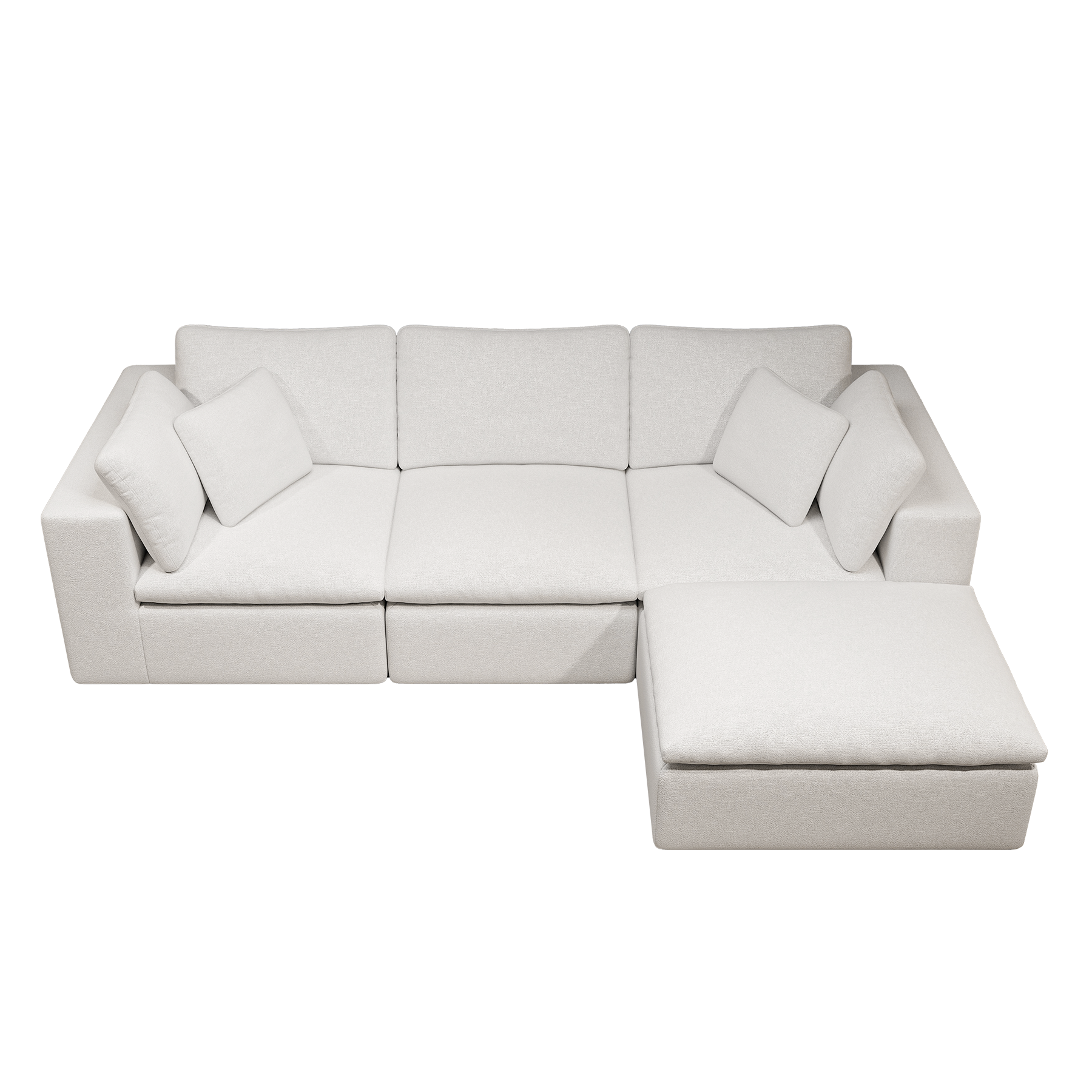 Modular Sectional Sofa - White Plush Corduroy.