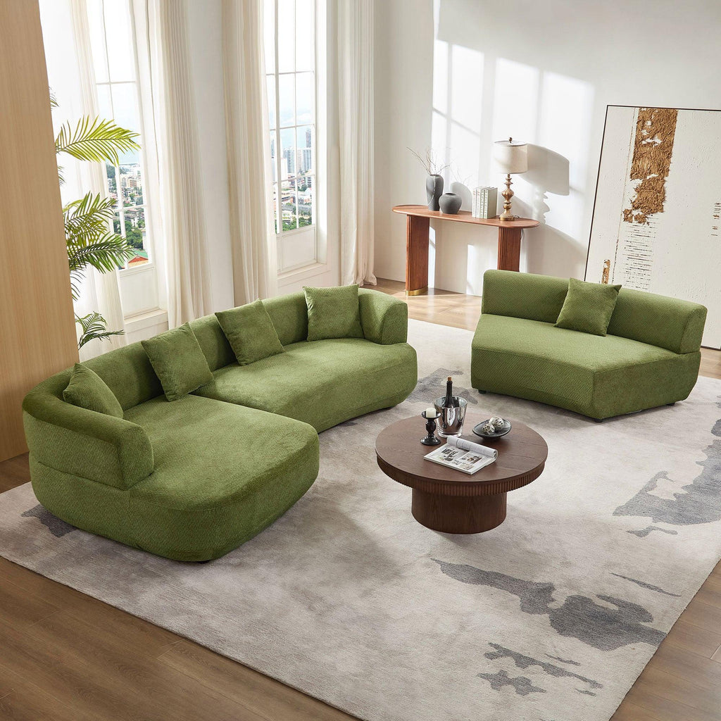 155.91 Inch Curved Modular Sofa with Pillows.