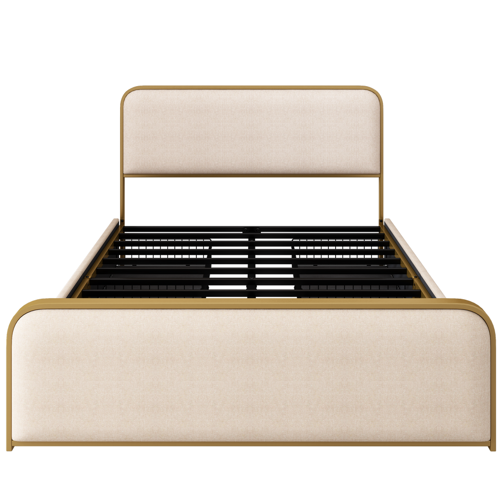 Modern Metal Bed Frame Queen Size with 4 Storage Drawers.