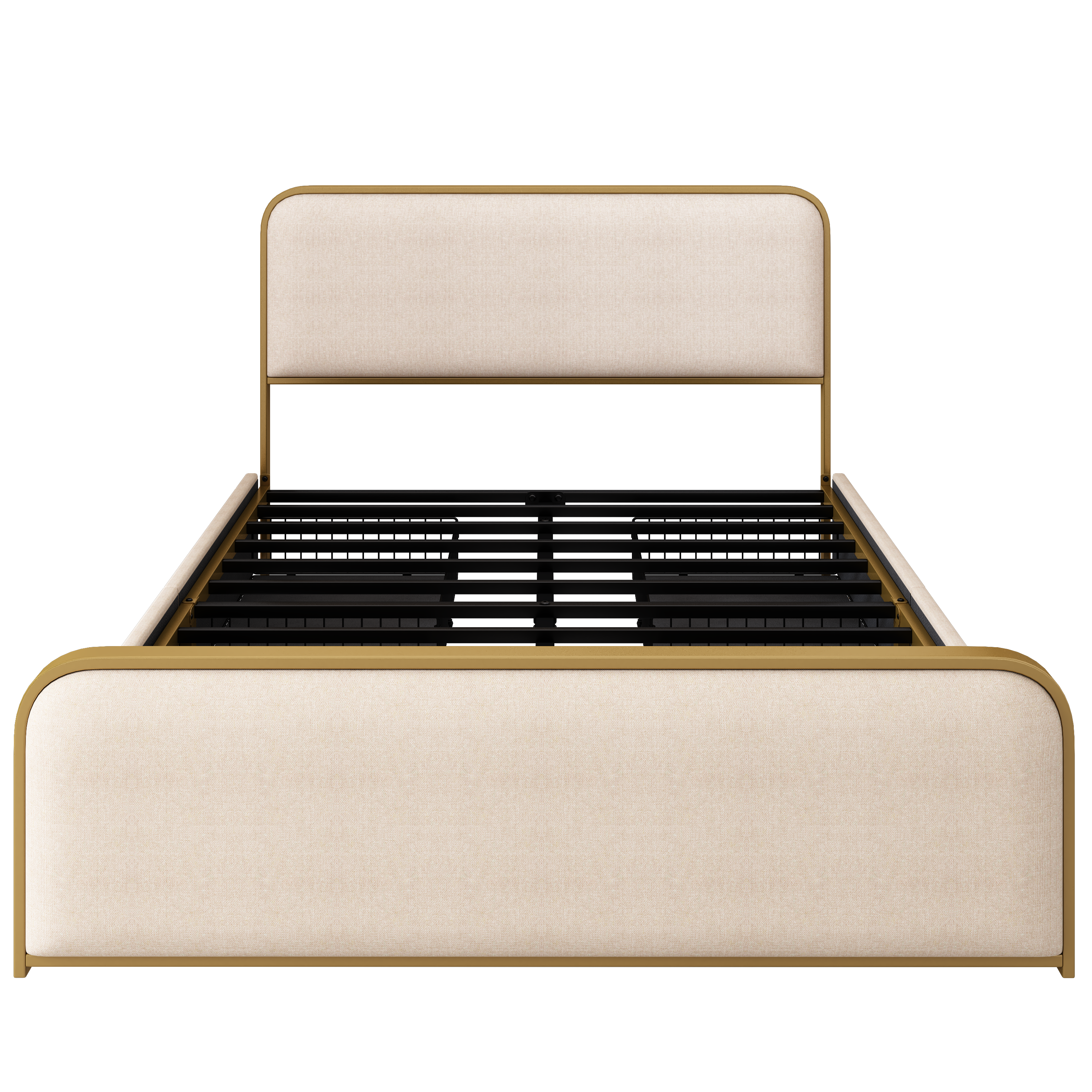 Modern Metal Bed Frame Queen Size with 4 Storage Drawers.