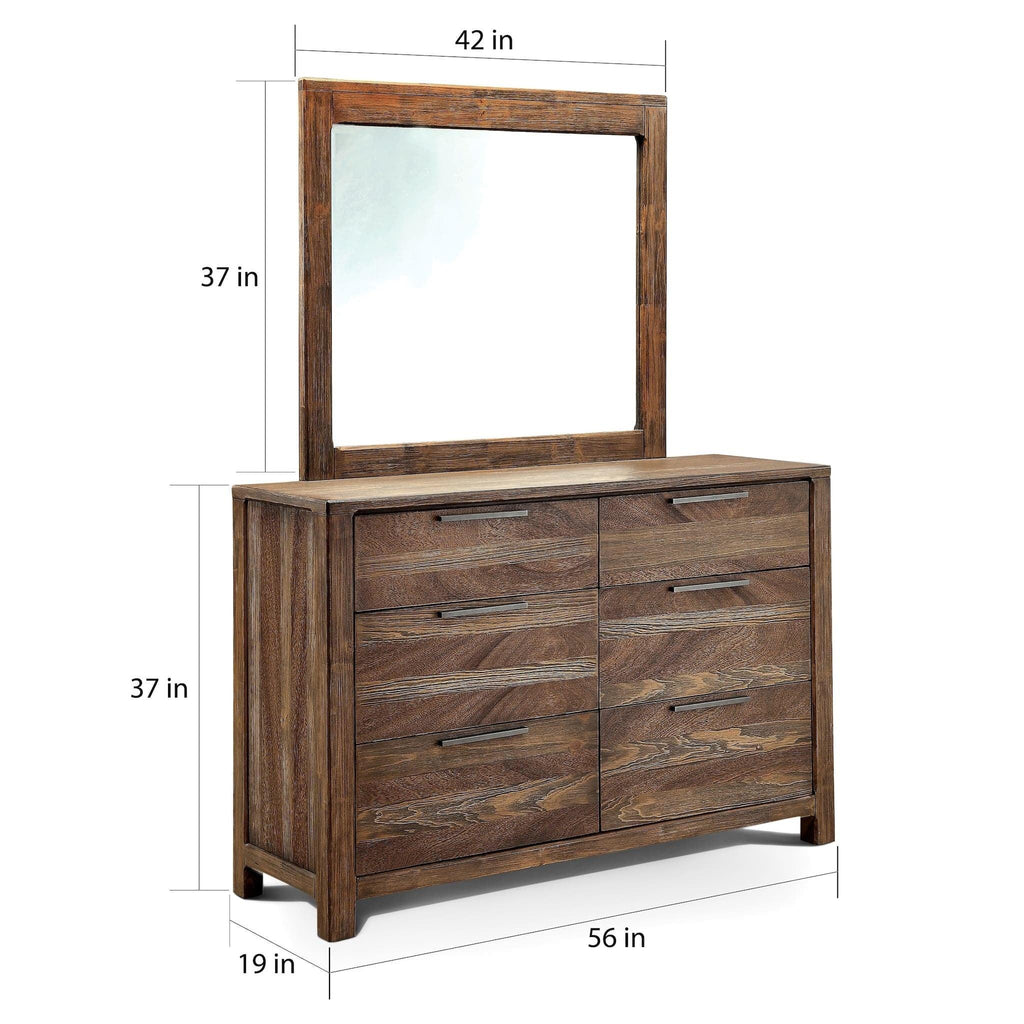 Rustic Natural Tone Dresser with Felt-Lined Drawers.