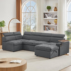 Grey Sectional Sofa with Storage Ottoman for Comfort.