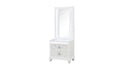 Abigale Modern White Wood Nightstand With Mirror Top And LED Lights