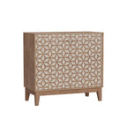 Geometric Sideboard Tangerine Walnut - 31.5" Storage Unit angled view highlighting its mid-century modern silhouette and textured finish.