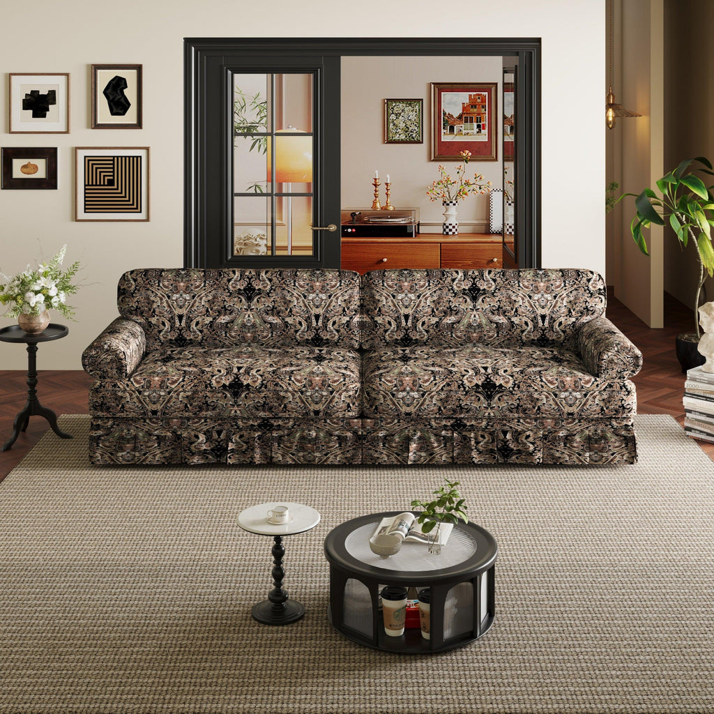 Black Floral Cloud Couch - 3&4-Seater Oxford Fabric Sofa.