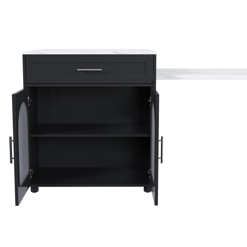 Expandable Kitchen Island with Power Outlet & Storage.