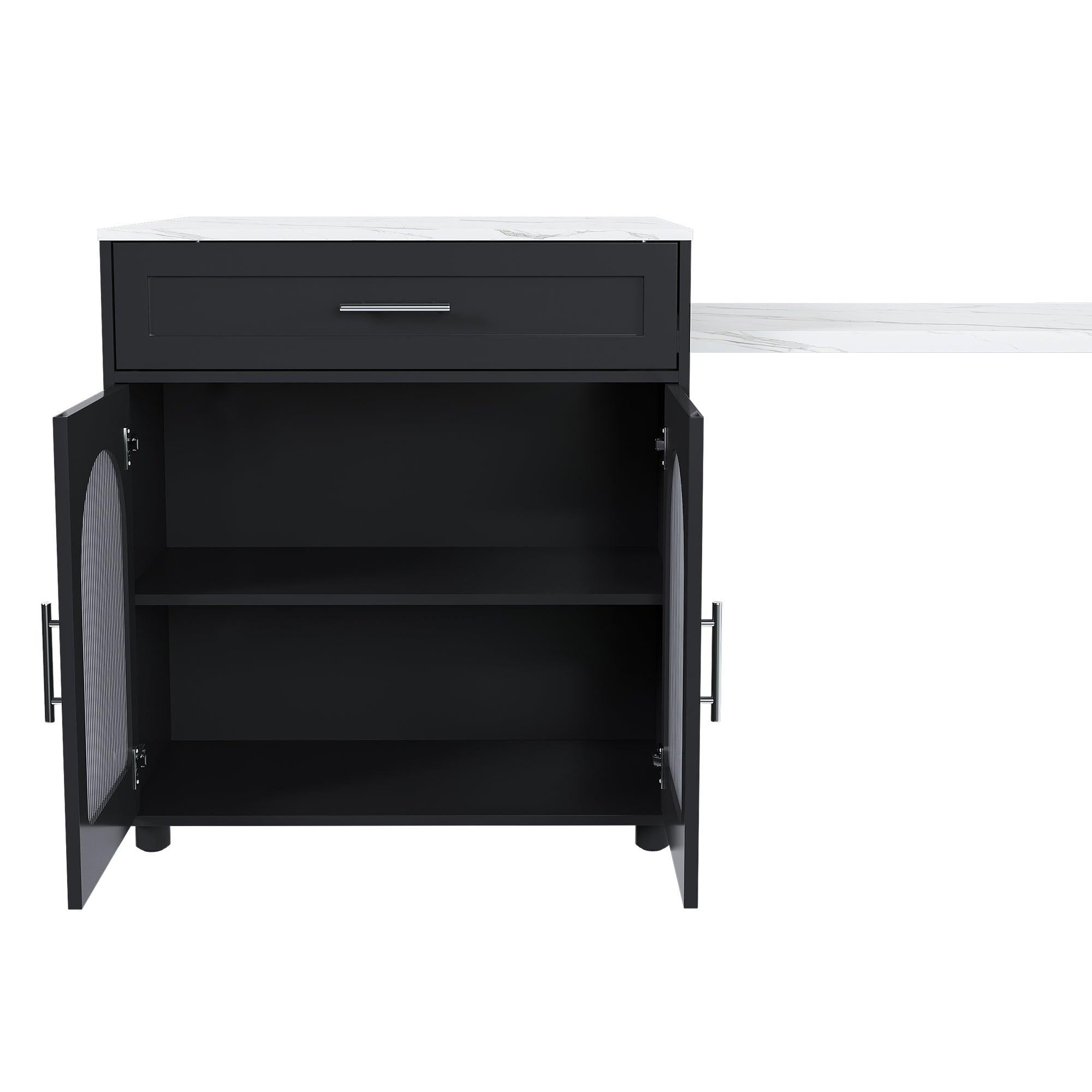 Expandable Kitchen Island with Power Outlet & Storage.