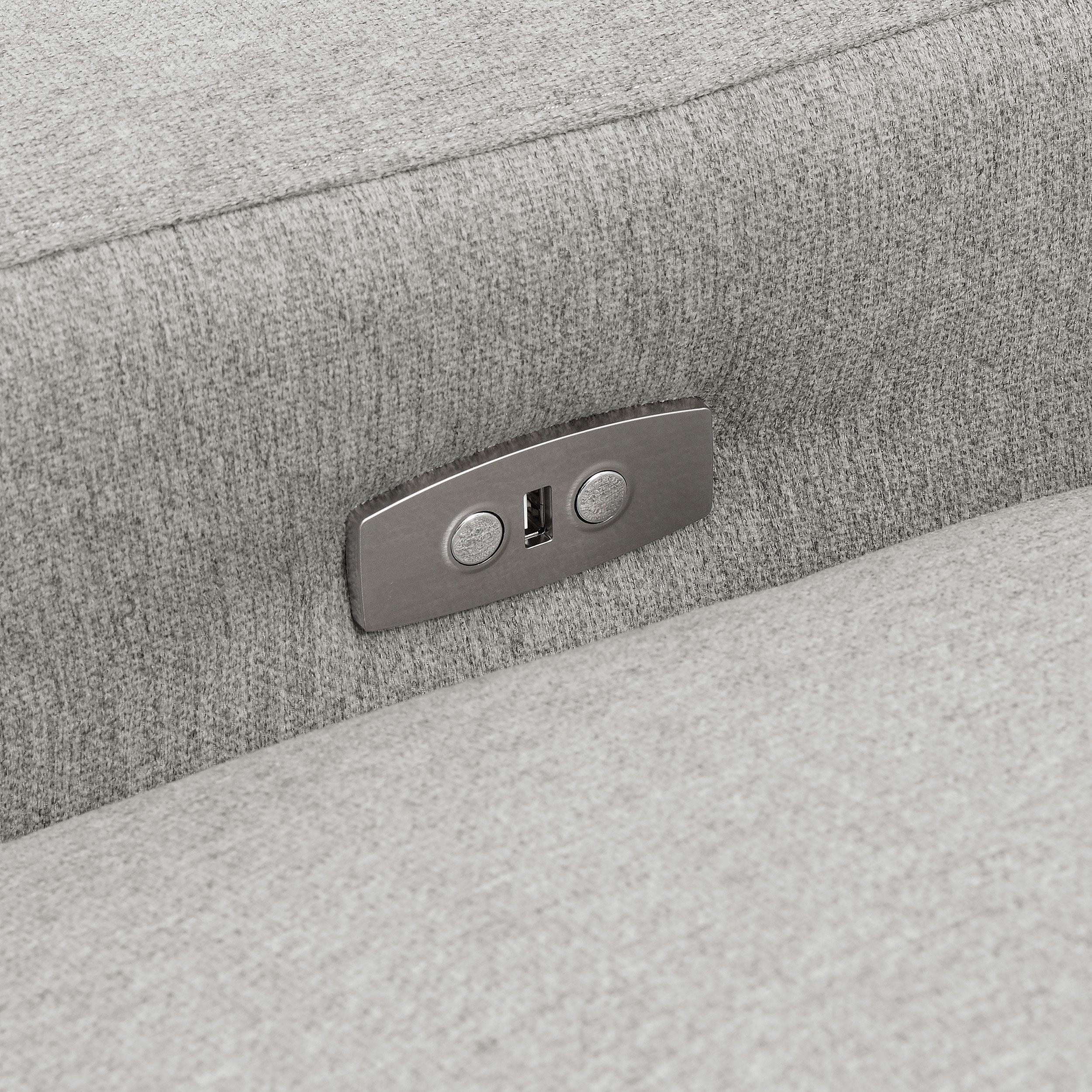 Hollander Grey Power Reclining Sofa with Comfort Features.
