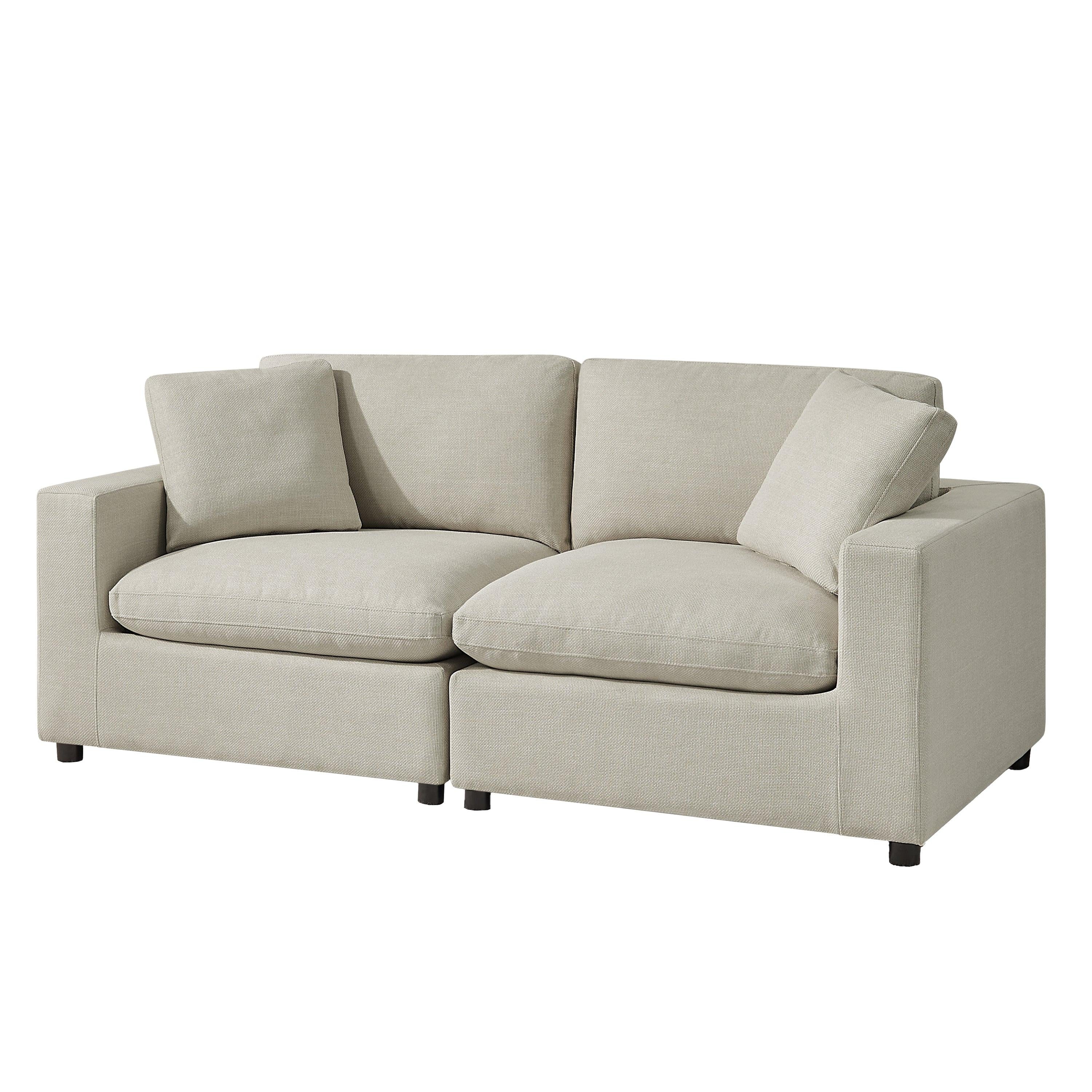 Cassandra Modular 2-Piece Sofa in Beige with Polyester Fabric.