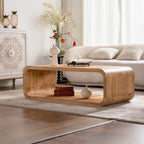 Light Wood Coffee Table with Open Storage for Living Rooms.