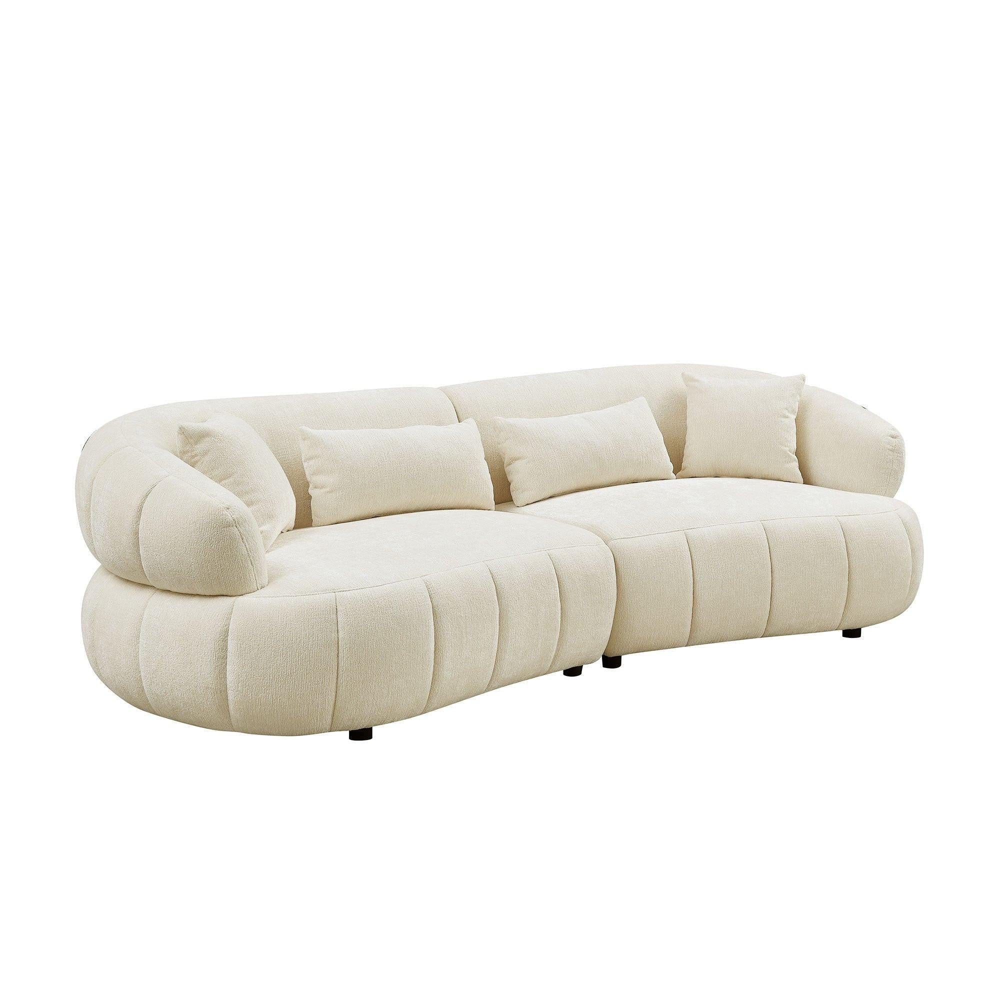 Modern Curved Sectional Sofa for Living Room - Beige.