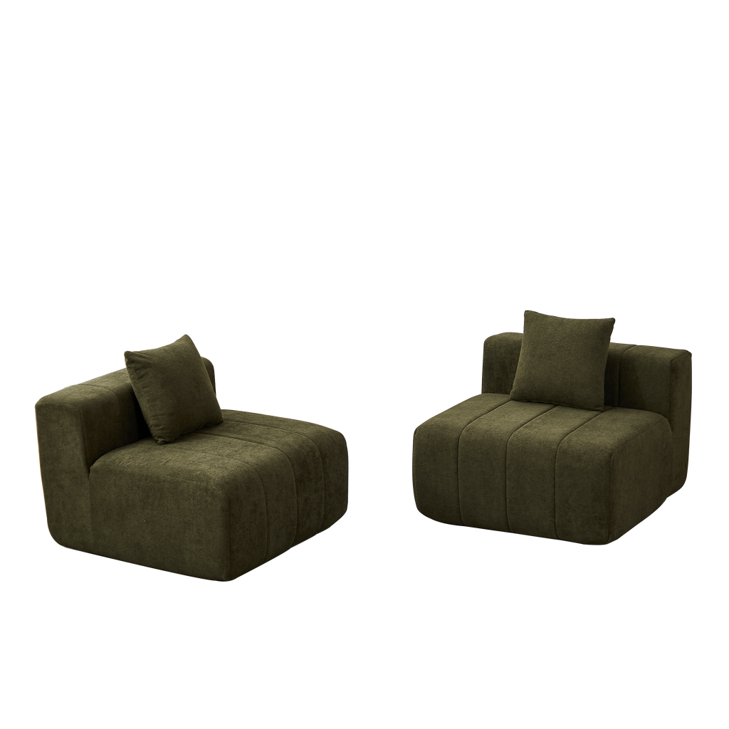 Modular Chenille Sectional Sofa with 2 Pillows.