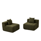 Modular Chenille Sectional Sofa with 2 Pillows.