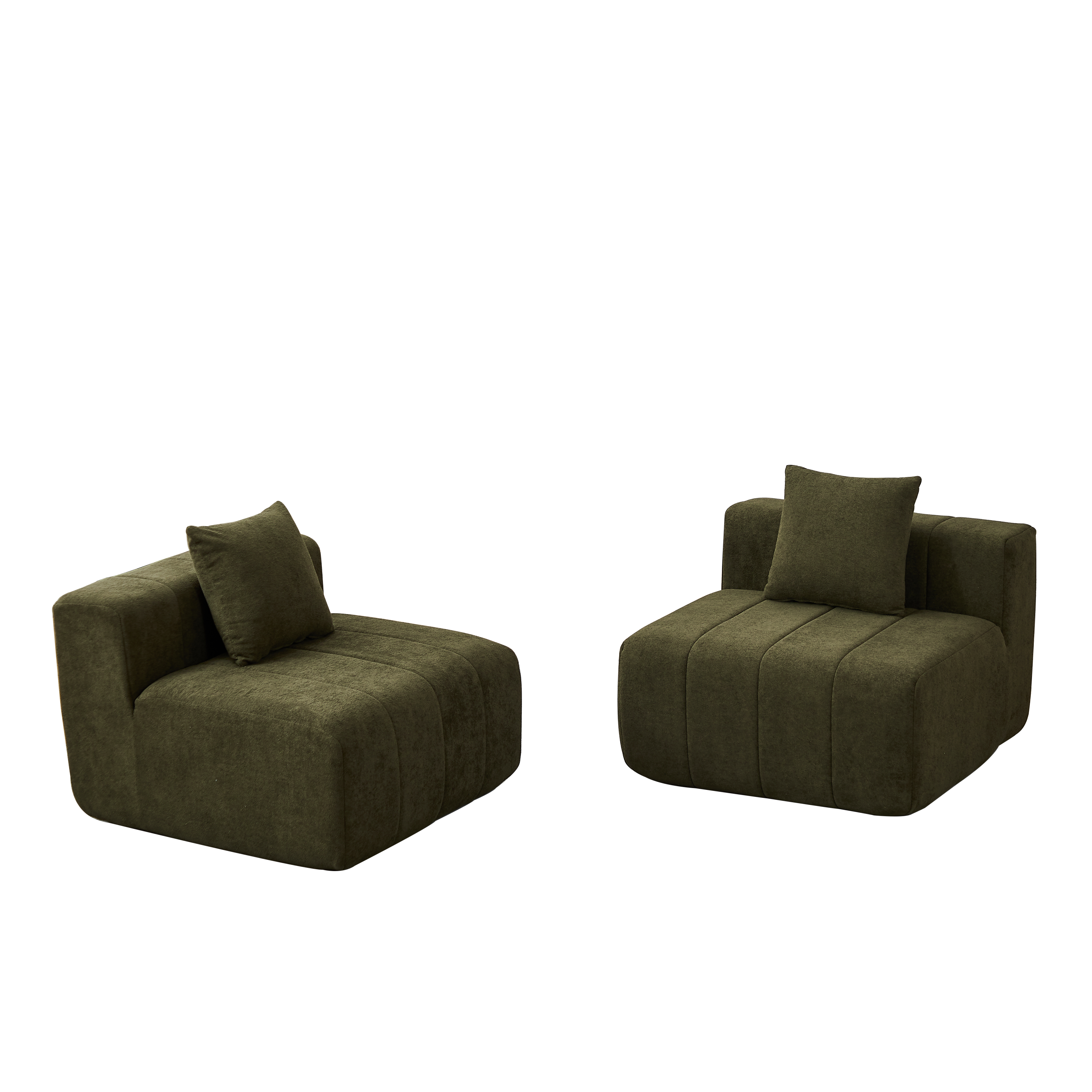 Modular Chenille Sectional Sofa with 2 Pillows.