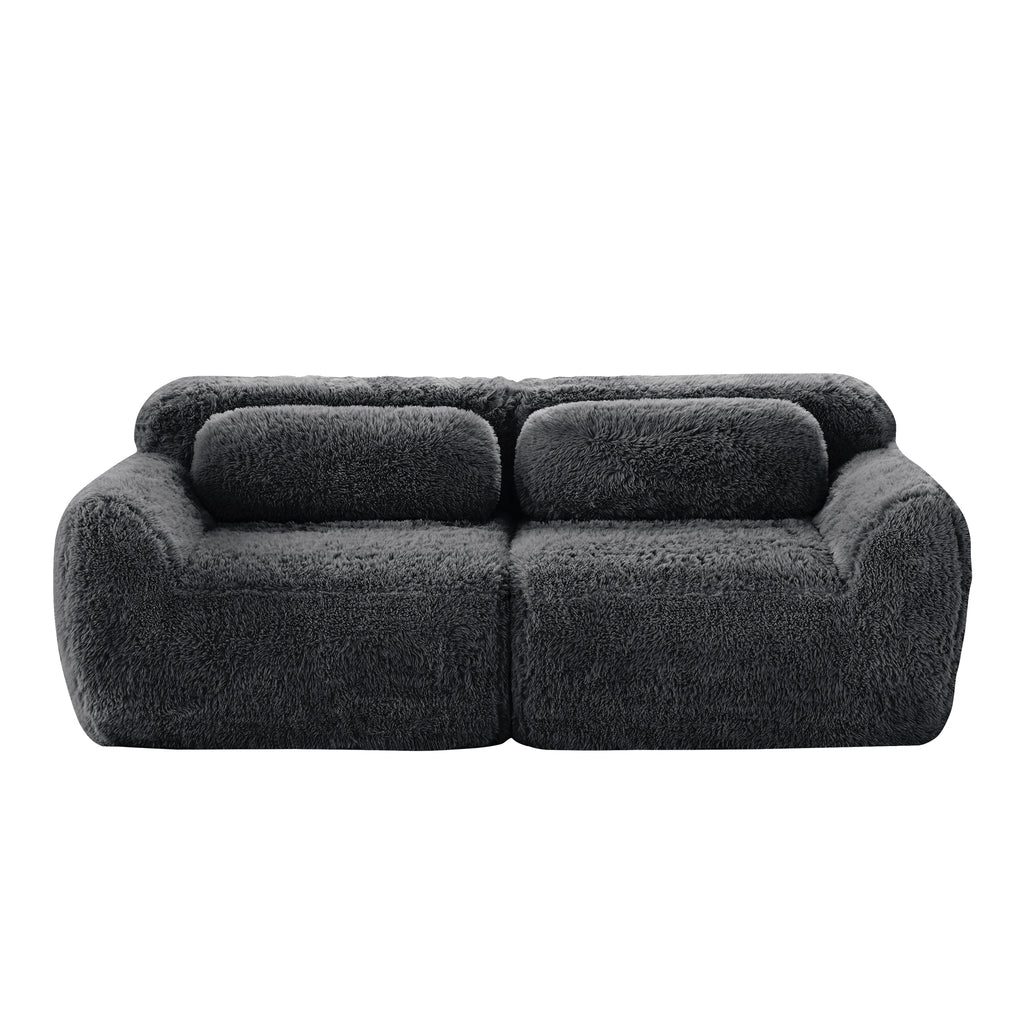 Front view of Dark Grey 2-Seater Modular Sofa featuring plush upholstery and ergonomic backrest cushions.