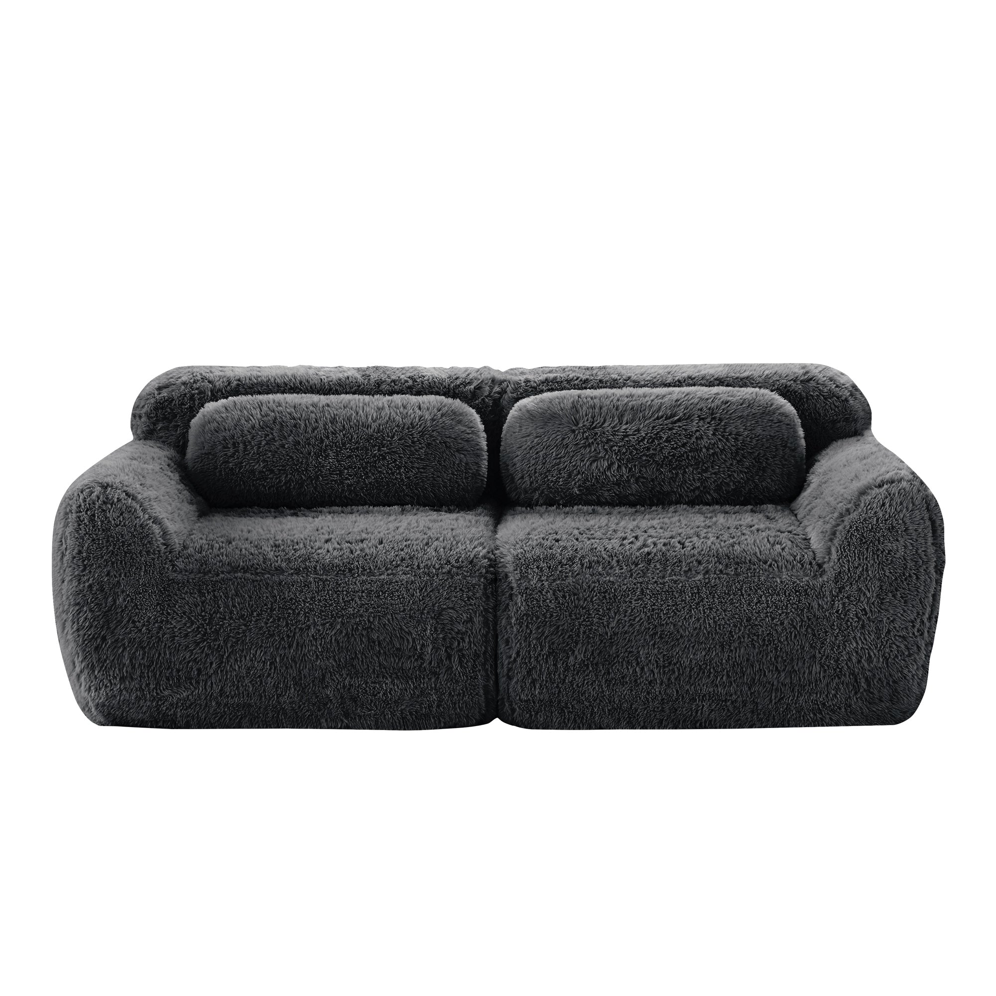 Front view of Dark Grey 2-Seater Modular Sofa featuring plush upholstery and ergonomic backrest cushions.