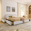 Queen Size Upholstered Bed Frame - Circle Yarn Fabric.