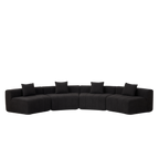 Chenille Curved Sectional Sofa with 4 Pillows for Relaxation.